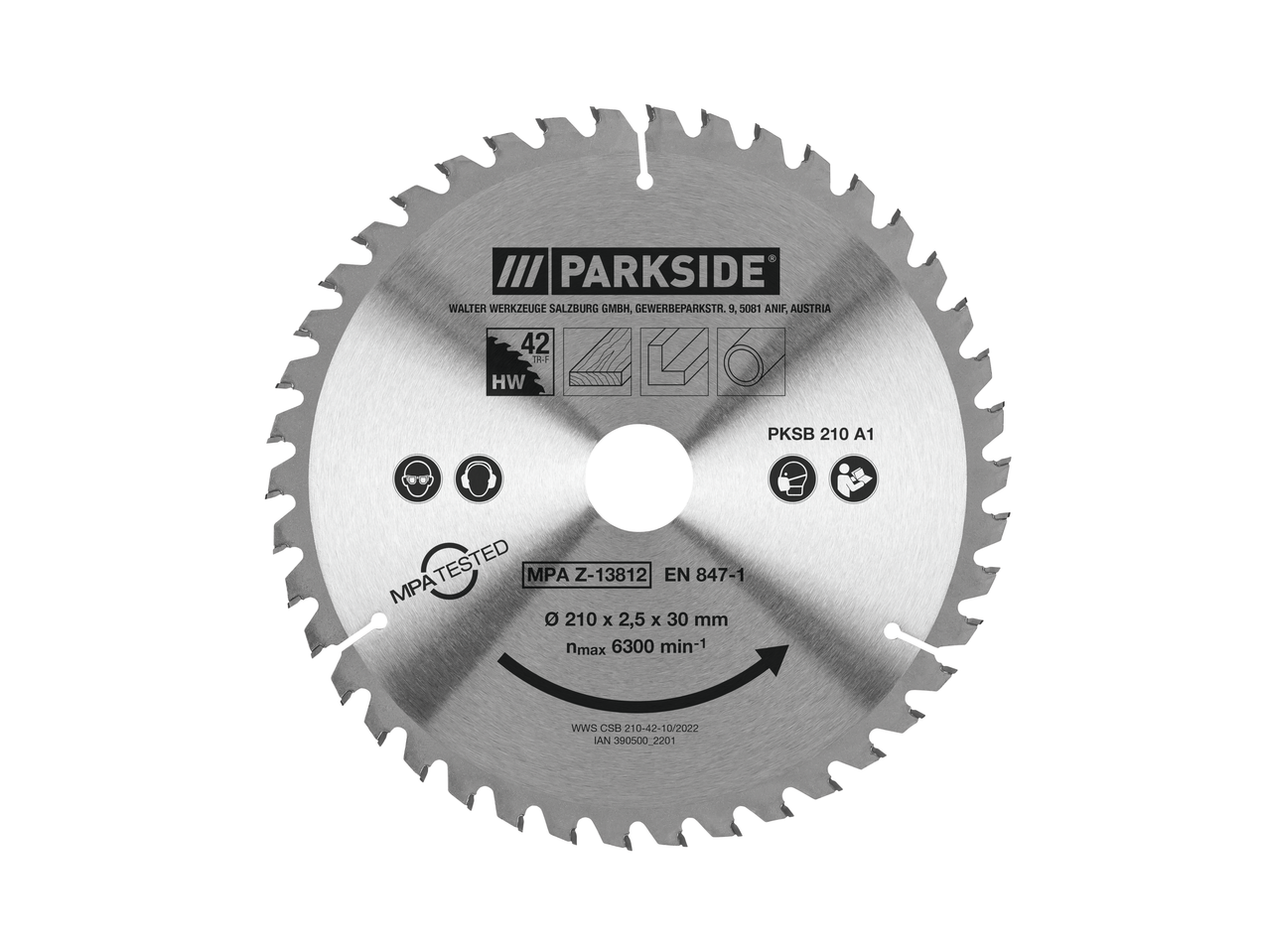 Parksid кружни тестерски диск од 210 mm за дрво.