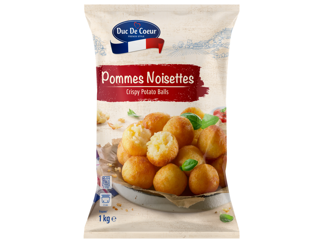 Duc de Coeur Pommes Noisettes: frozen crispy potato balls.