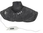 A gray Sensiplast electric heating pad for the neck and shoulders with a white controller.