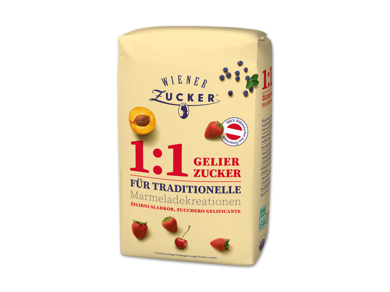 Wiener Zucker 1:1 Gelierzucker für traditionelle Marmeladen.