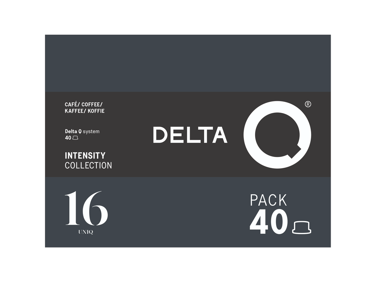 Café Delta Q, sistema 40, coleção intensidade, 16 unidades, pacote com 40.