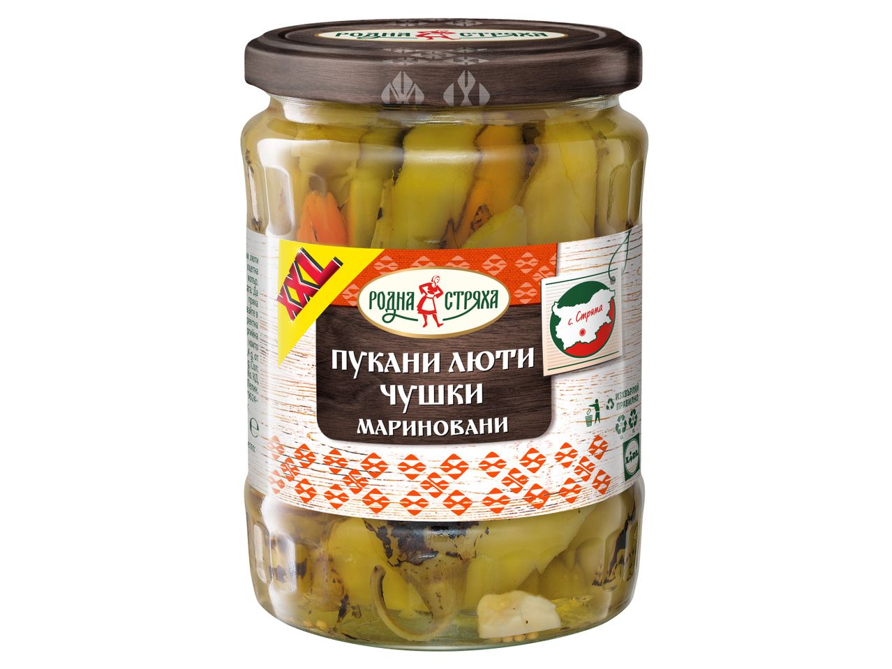 Буркан с мариновани чушки от марката Рецепта.