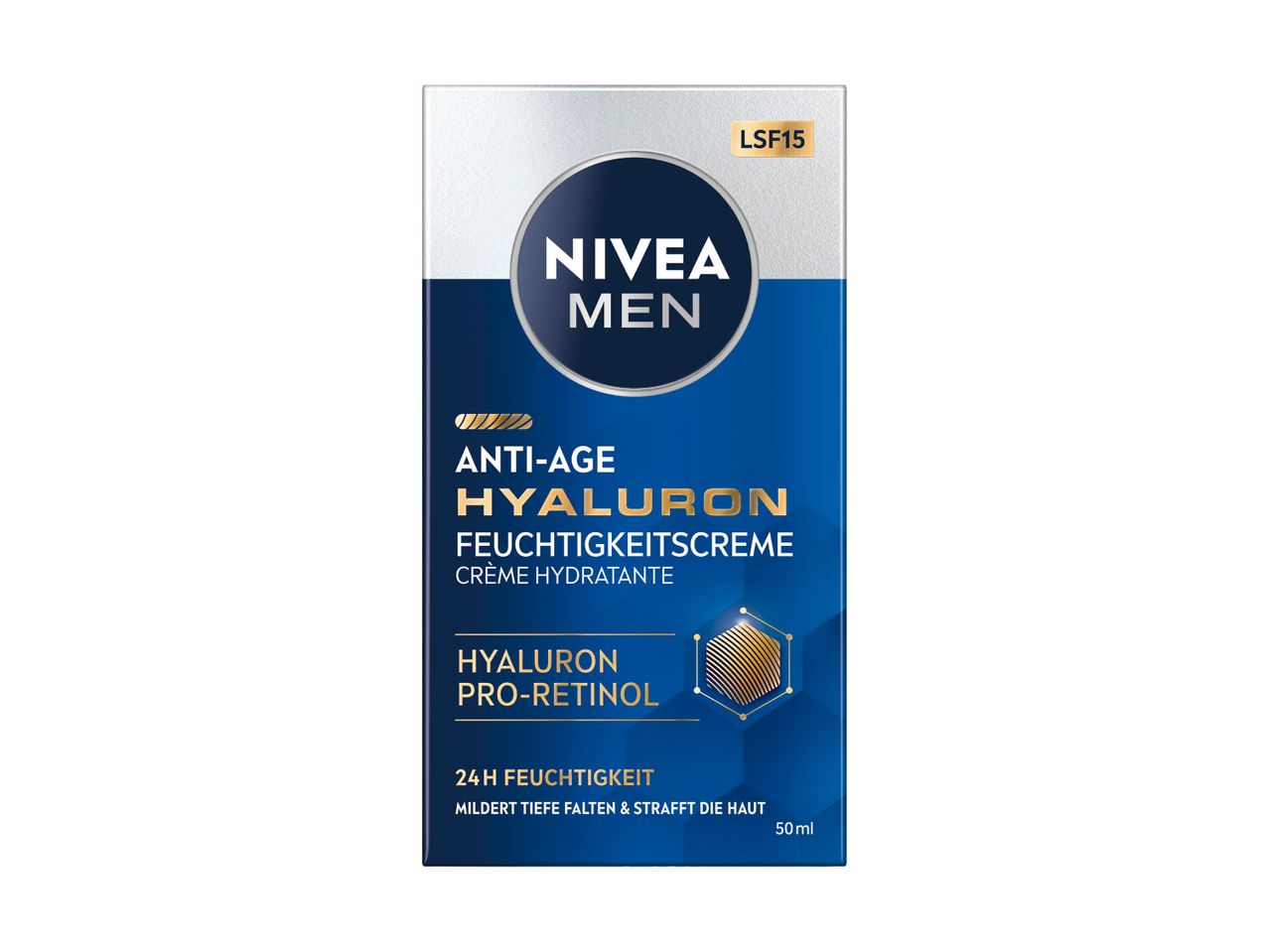 Crème anti-âge NIVEA MEN Hyaluron pour le visage.