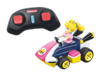 Peachs ferngesteuertes Mario Kart-Go-Kart mit Fernbedienung.