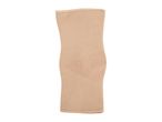 Beige knee support brace with a ribbed texture, designed for compression and stability.