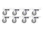 Eight caster wheels for furniture or equipment.