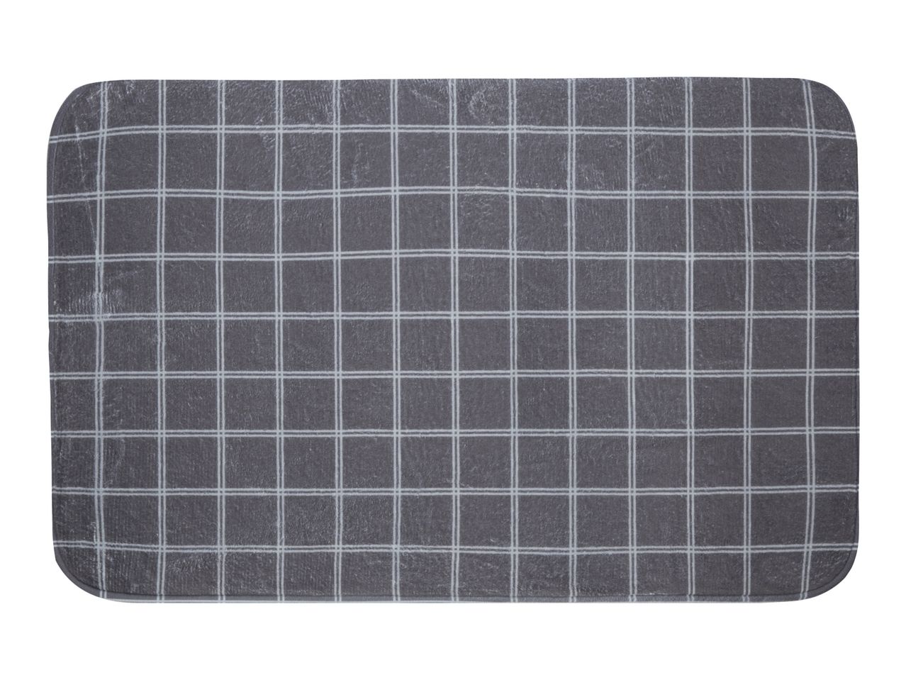 A dark gray grid patterned placemat.