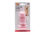 Karlie poop bag holder in pink bone shape with refill.