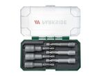 Open case with a set of 8 hex socket bits, ranging from 6mm to 13mm.