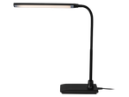 Candeeiro de mesa LED LIVARNO com pescoço flexível preto e base retangular.