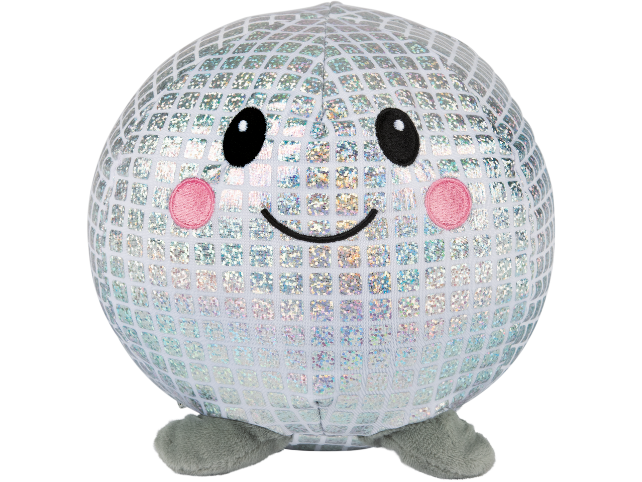 Kustīga plīša rotaļlieta – disko bumba ar smaidīgu seju