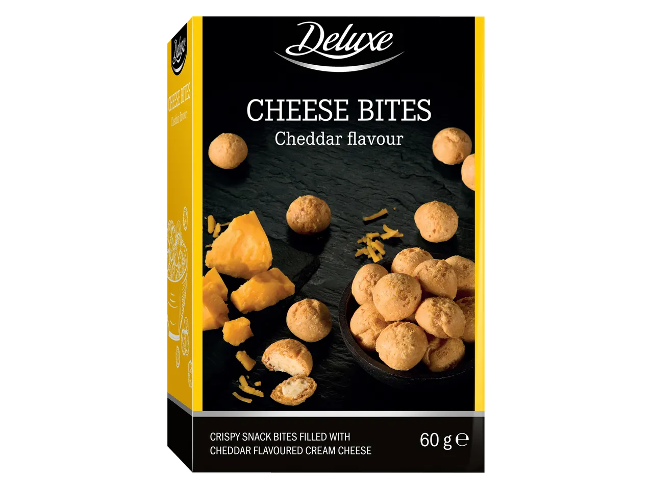 Deluxe juustupallide pakend cheddari maitsega.