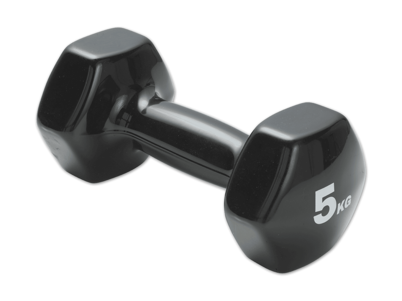 Schwarze 5 kg Hantel mit sechseckigen Enden