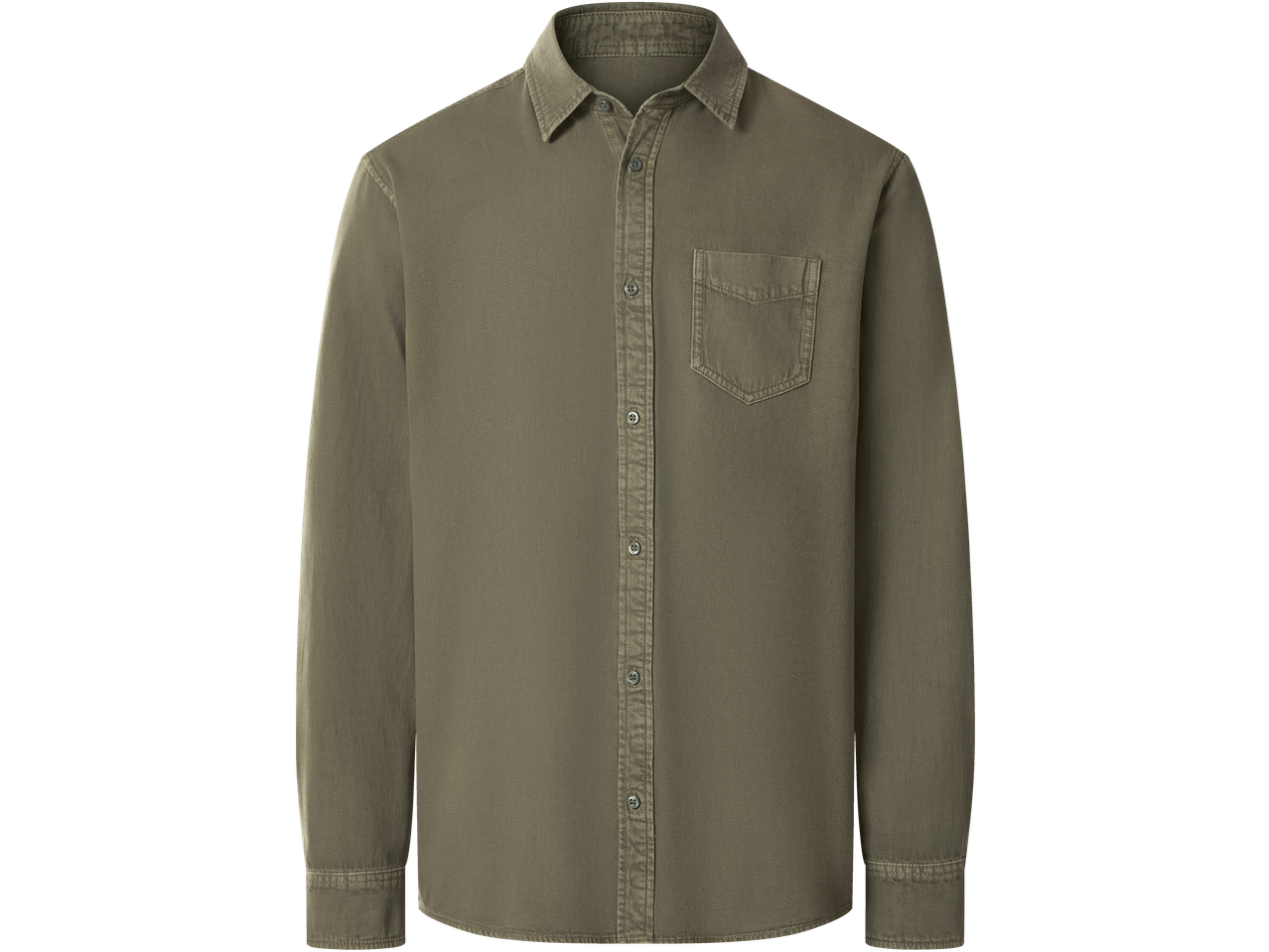 Ανδρικό casual πουκάμισο σε χακί χρώμα, με μακριά μανίκια και τσέπη στο στήθος.