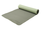CRIVIT Yoga Mat, partially unrolled, showing its light green color and textured surface.