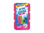 Pakke med 3 lyserøde og grønne udskiftningssvampe til flydende dispenser, med teksten 'ULTRA SHINE SOFT'.