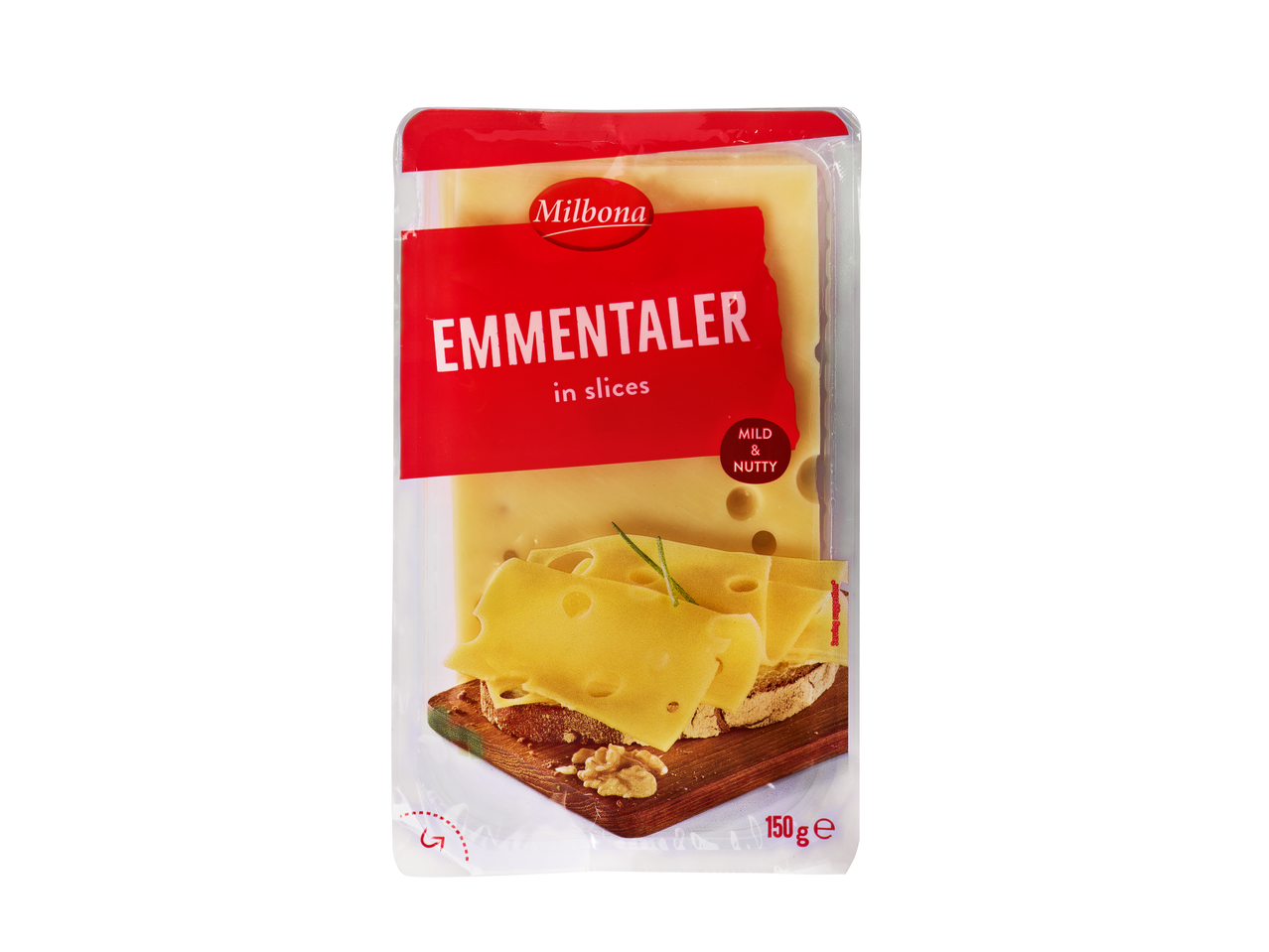 MILBONA Emmentaler felii, blând și nucos, 150g