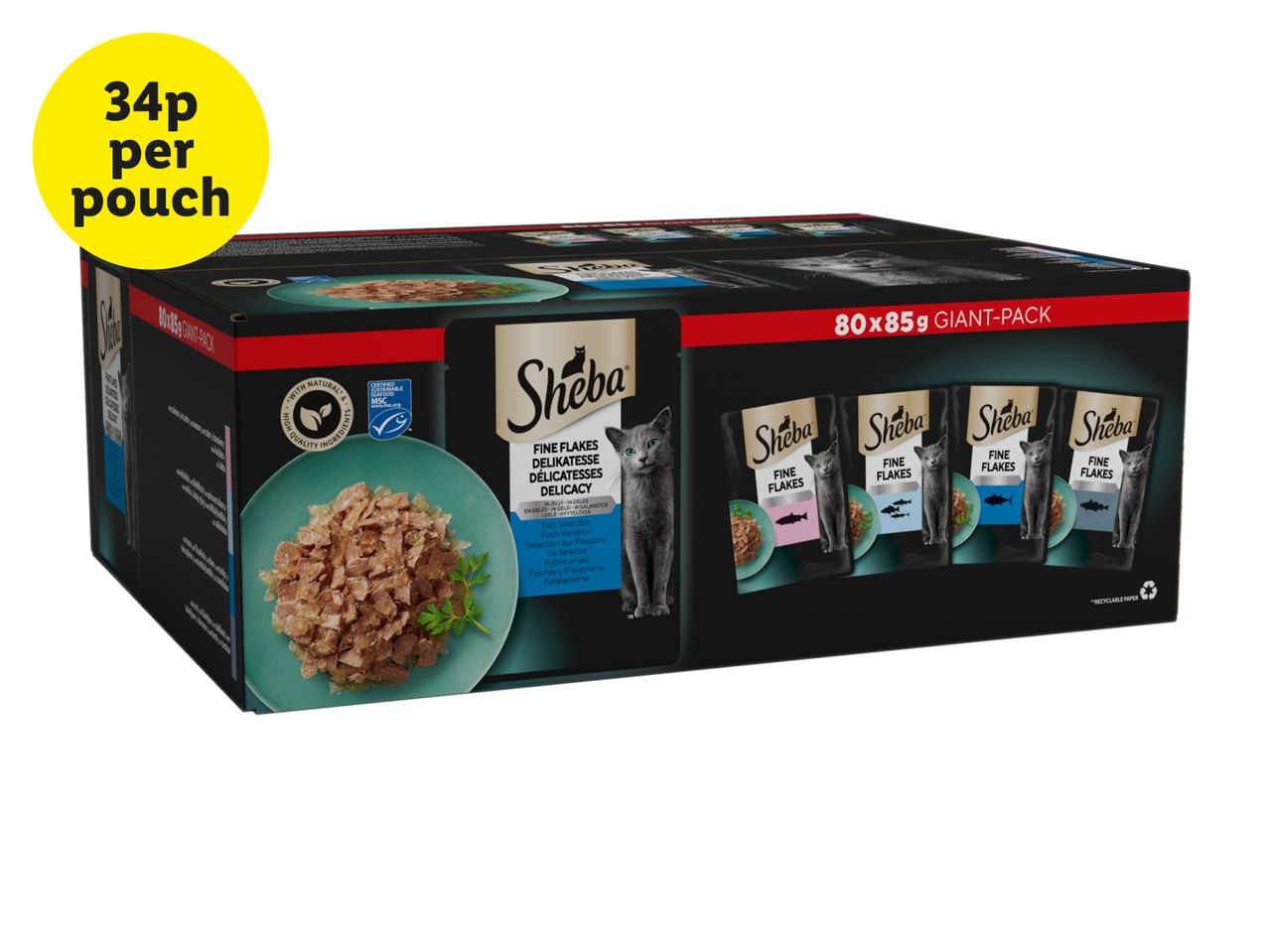Sheba cat food 80 pouch giant pack, 34p per pouch.