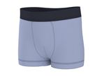Light blue men's boxer briefs with a dark blue elastic waistband.