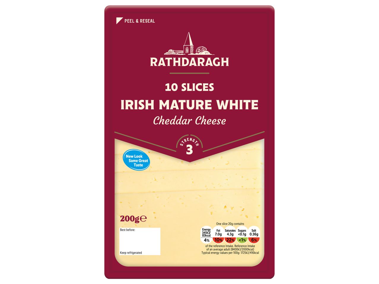 Go to full screen view: Irish Mature White Cheddar Slices - Image 1