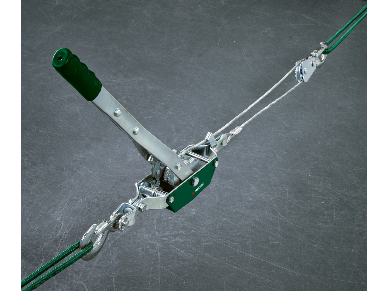 Guincho ou talha manual PARKSIDE com corda verde e pega