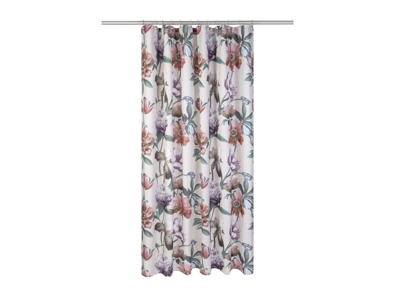 Livarno Home white shower curtain with flower pattern