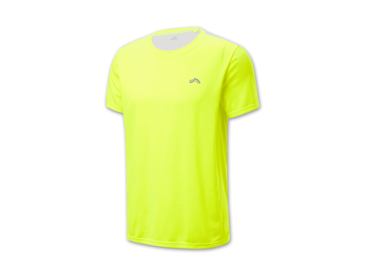 Gelbes Crewit Laufshirt mit reflektierenden Details.