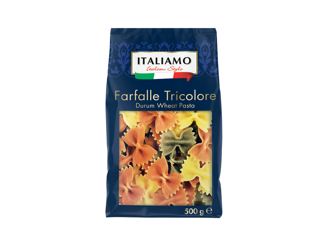 Pakovanje testenine farfale trikolore od durum pšenice, 500 g