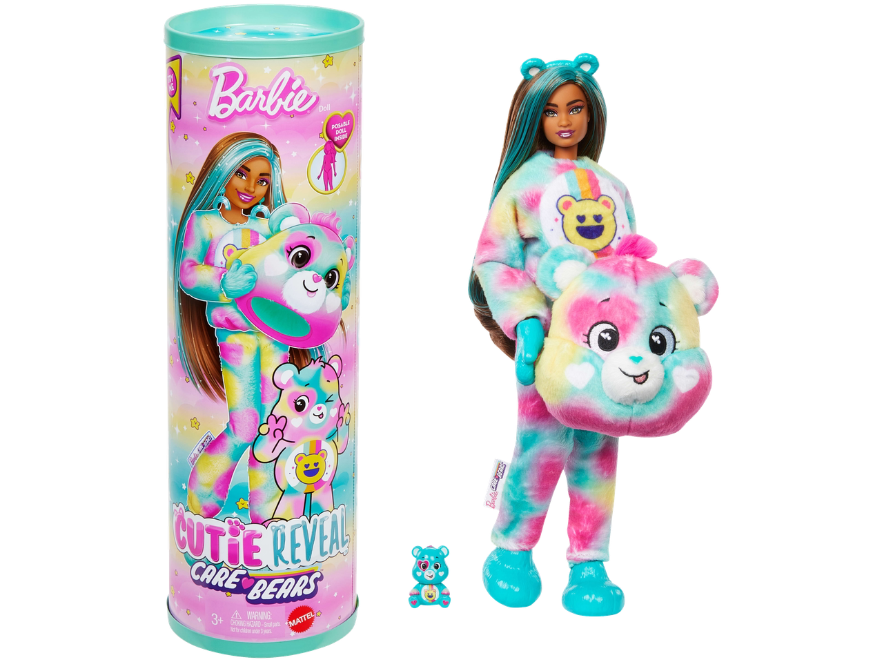Barbie Cutie Reveal Care Bears lelle tie-dye lāča kostīmā ar aksesuāriem