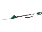Telescopic hedge trimmer with battery and strap