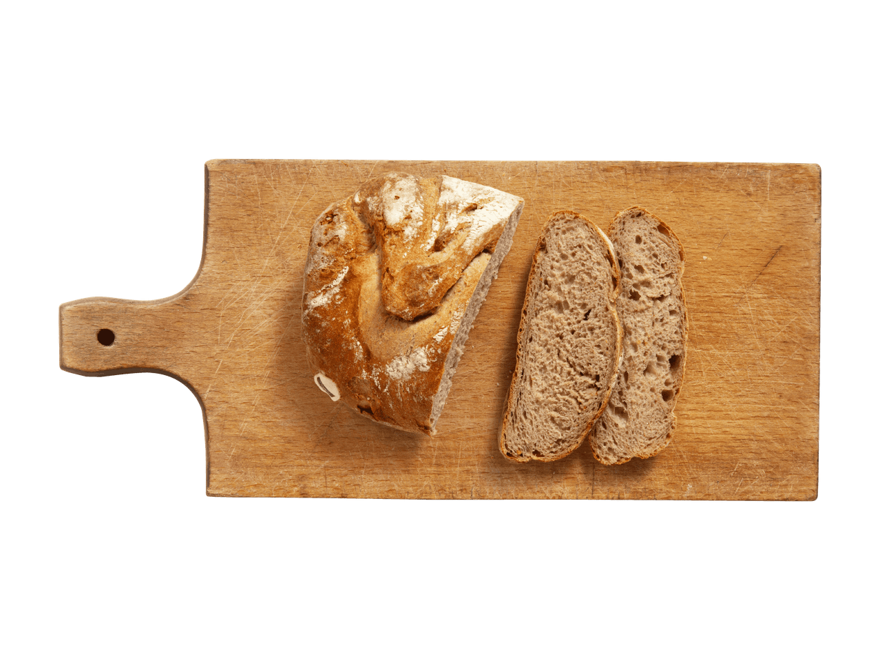 Leipäviipaleita leikkuulaudalla