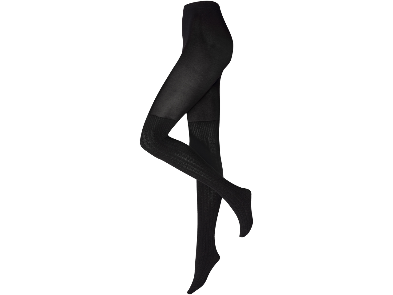 Esmara, melnas zeķubikses ar rakstu uz kājām