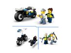 Toy police motorcycle with two minifigures, and two additional minifigures with accessories.