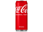 Een rode Coca-Cola blikje met de tekst 'Original Taste' en 'Delicious & Refreshing'.