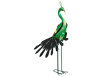 Figurină decorativă de păun verde metalic.