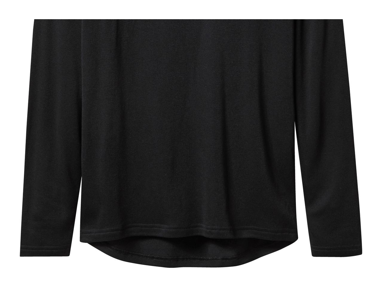 Black long-sleeved shirt with a rounded hem