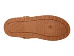 Brown boot sole with a textured pattern and a small circular detail