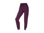 Purple joggers with a black drawstring and a small black logo on the left thigh.