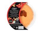 Deluxe red pepper hummus topped with harissa, chickpeas and Peppadew® peppers.