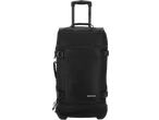 Black wheeled travel bag with an extendable handle and front zipper pocket.
