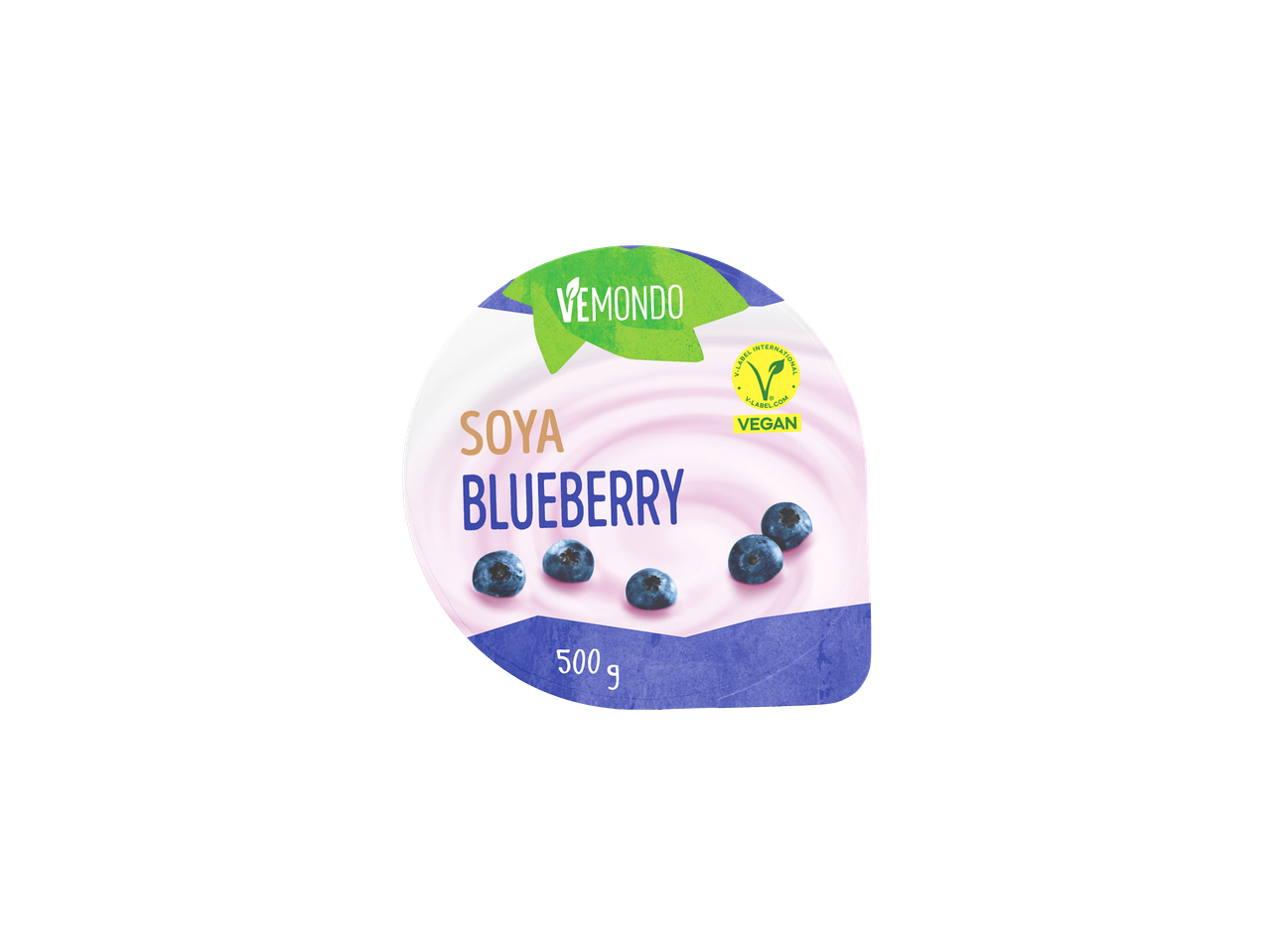 Iogurte de soja com mirtilos Vemondo, vegano.