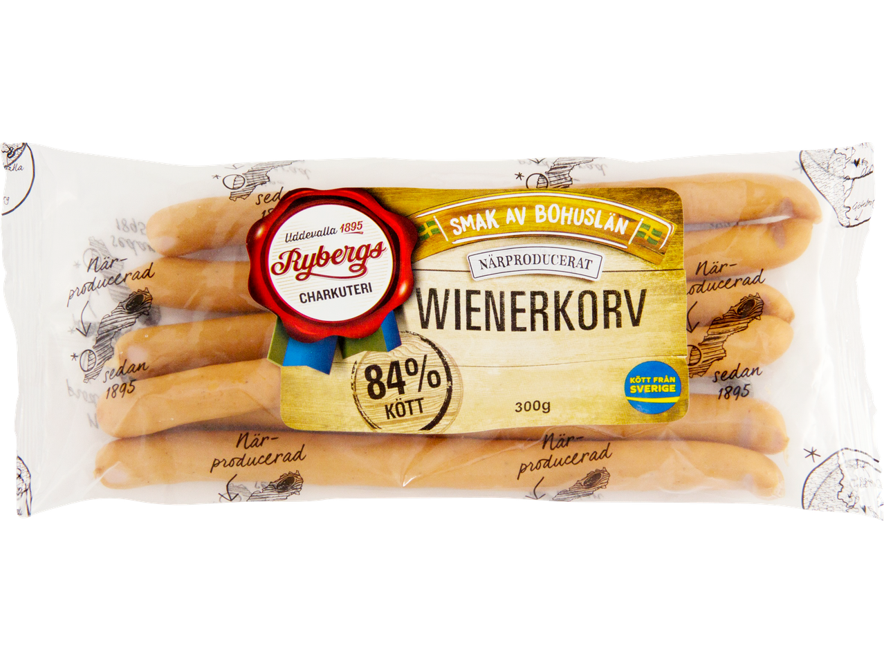 Rybergs Wienerkörv korv, 84% kött.