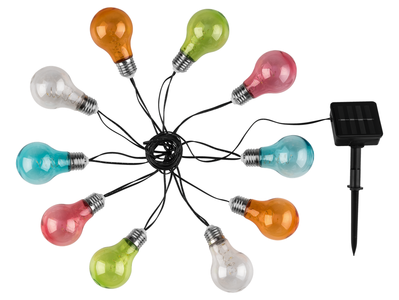 Livarno Solar Bulb String Lights with colorful bulbs and solar panel