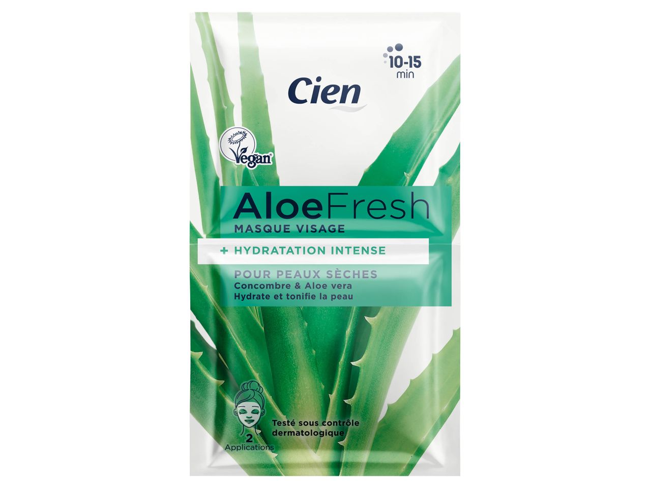Masques visage Cien AloeFresh à l'aloe vera pour hydrater.