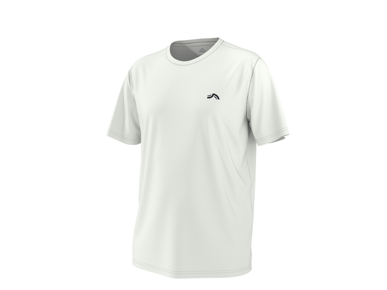 White CRIVIT T-shirt with a black logo on the left chest.