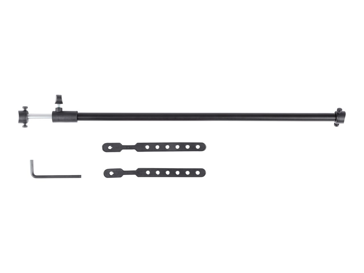 Black telescopic rod, straps, and Allen key.