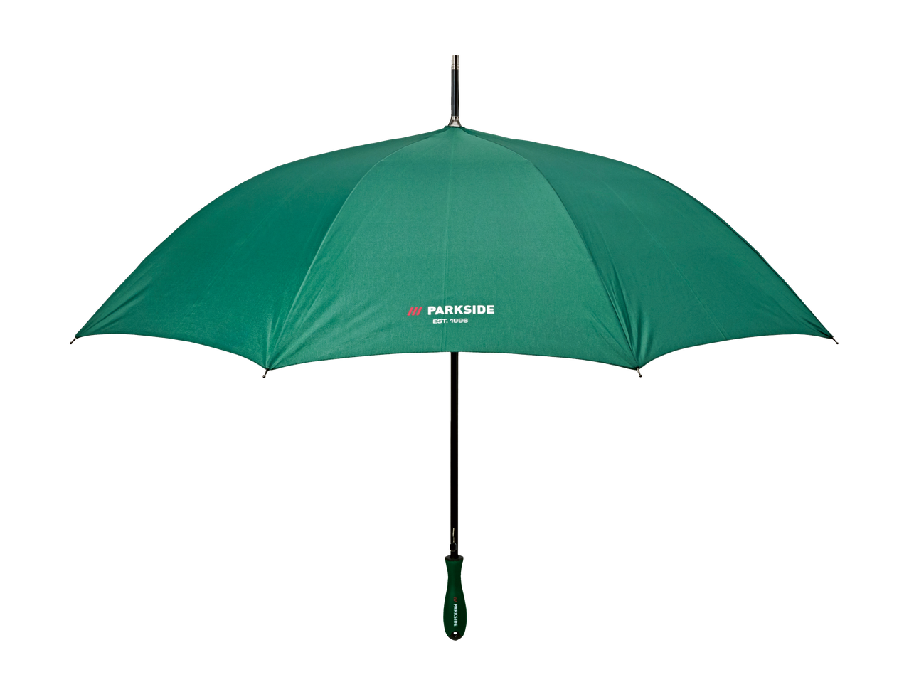 Groene PARKSIDE paraplu met merklogo en de tekst EST. 1996.