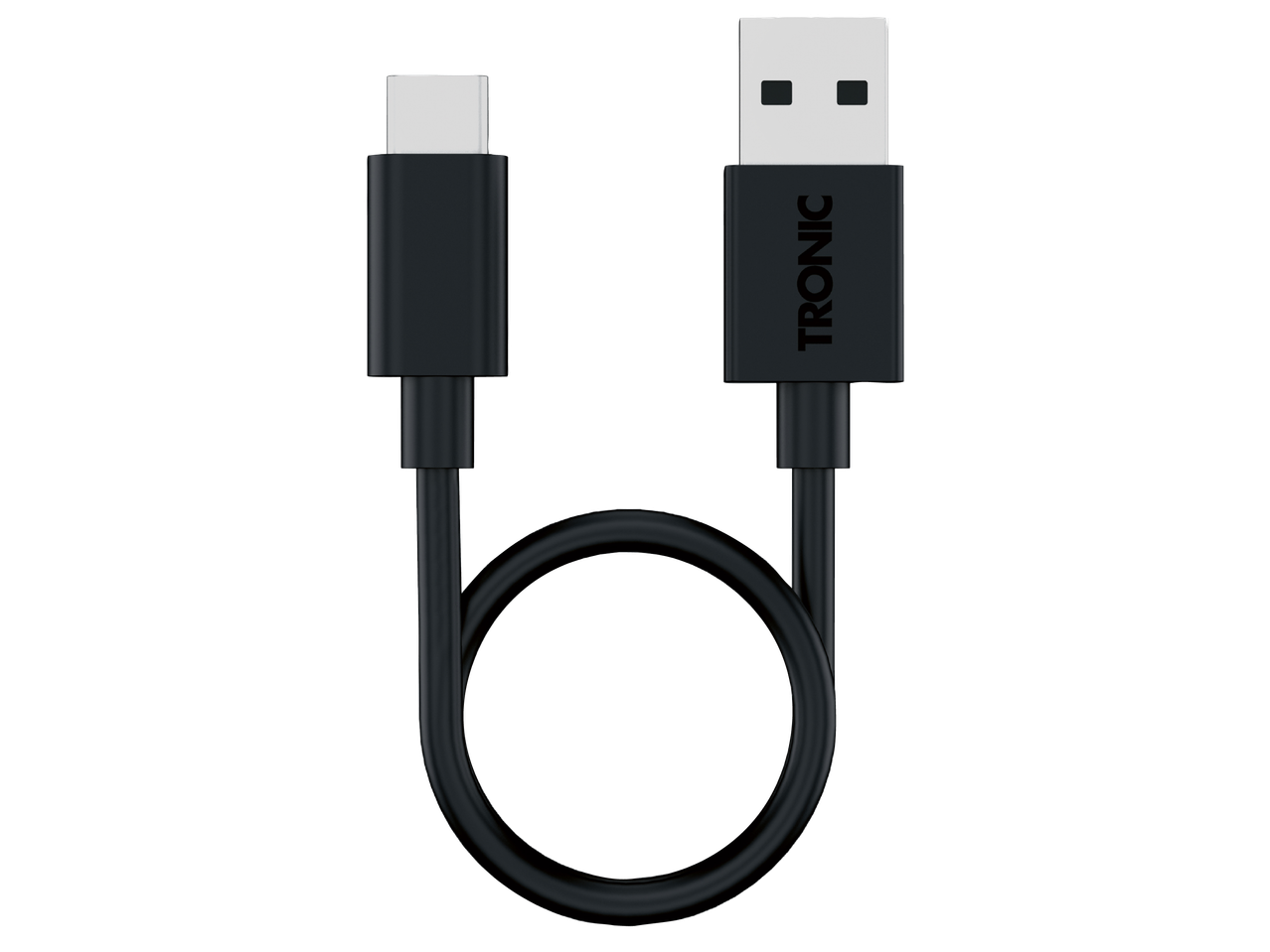Черен USB-A към USB-C кабел за зареждане и данни
