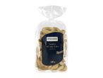 A clear plastic bag of tarallini with 14% olive oil, 500g.
