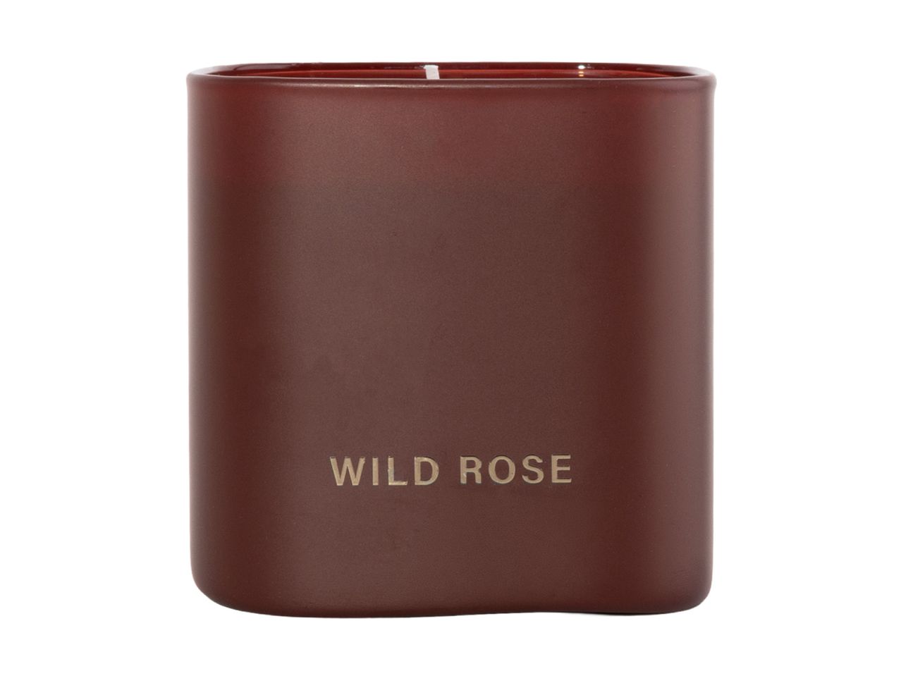 Wild Rose scented candle in a matte brown glass jar